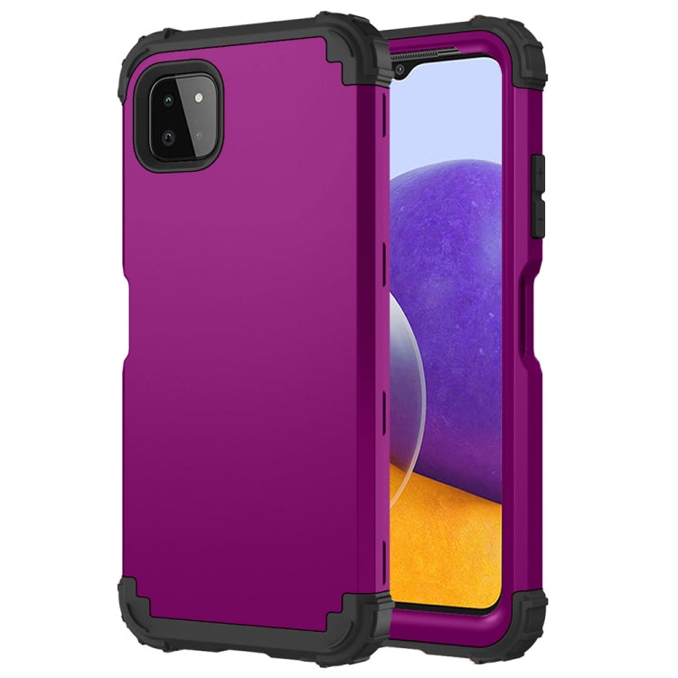 For Samsung Galaxy A22 5G 3 in 1 Shockproof PC + Silicone Protective Case