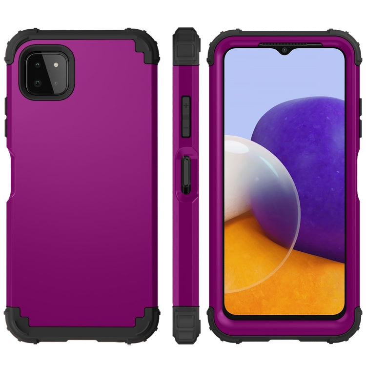 For Samsung Galaxy A22 5G 3 in 1 Shockproof PC + Silicone Protective Case