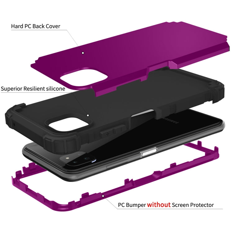 For Samsung Galaxy A22 5G 3 in 1 Shockproof PC + Silicone Protective Case