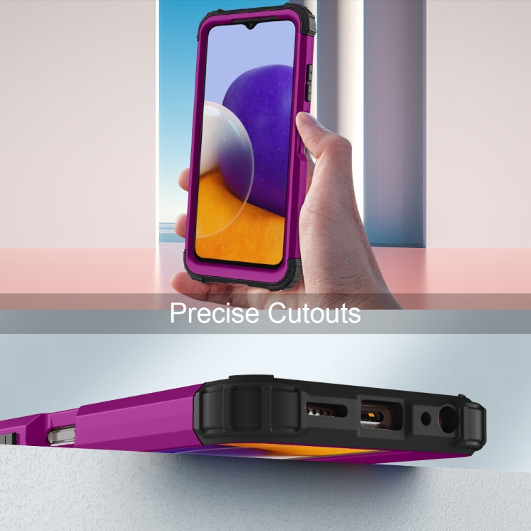 For Samsung Galaxy A22 5G 3 in 1 Shockproof PC + Silicone Protective Case