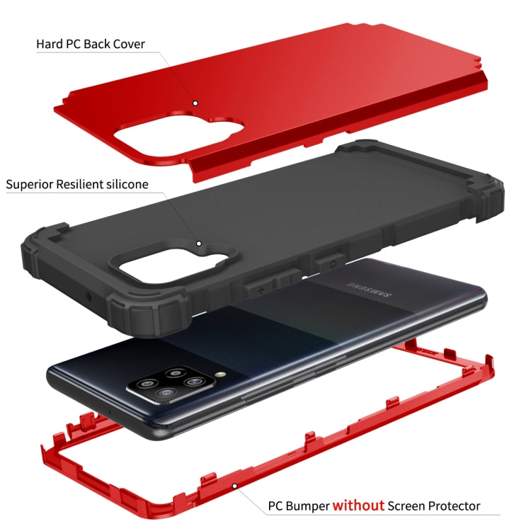 For Samsung Galaxy A42 5G 3 in 1 Shockproof PC + Silicone Protective Case