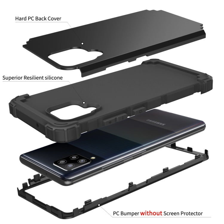 For Samsung Galaxy A42 5G 3 in 1 Shockproof PC + Silicone Protective Case