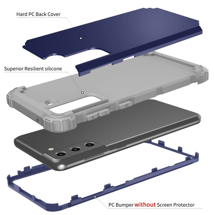 For Samsung Galaxy S21 5G 3 in 1 Shockproof PC + Silicone Protective Case
