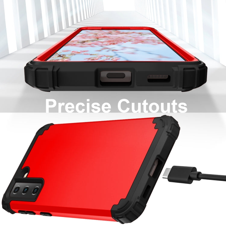For Samsung Galaxy S21 5G 3 in 1 Shockproof PC + Silicone Protective Case