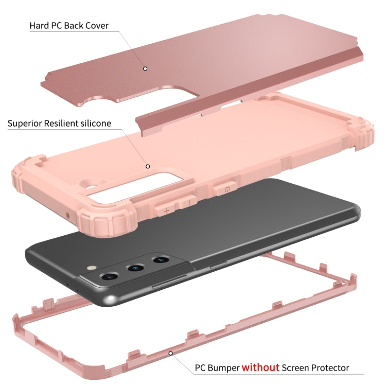For Samsung Galaxy S21 5G 3 in 1 Shockproof PC + Silicone Protective Case