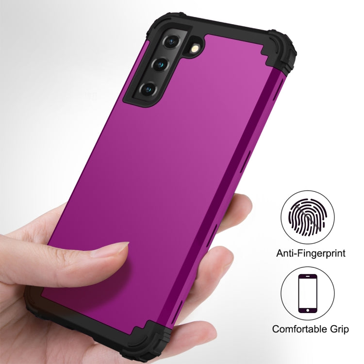 For Samsung Galaxy S21 5G 3 in 1 Shockproof PC + Silicone Protective Case