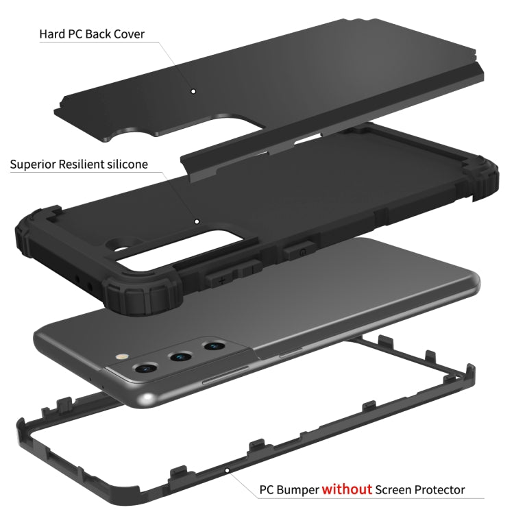 For Samsung Galaxy S21 Ultra 5G 3 in 1 Shockproof PC + Silicone Protective Case
