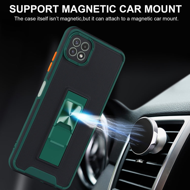 For Samsung Galaxy A22 5G Dual-color Skin Feel TPU + PC Magnetic Shockproof Case with Invisible Holder