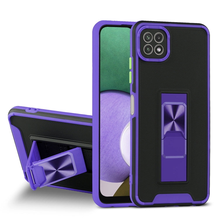 For Samsung Galaxy A22 5G Dual-color Skin Feel TPU + PC Magnetic Shockproof Case with Invisible Holder