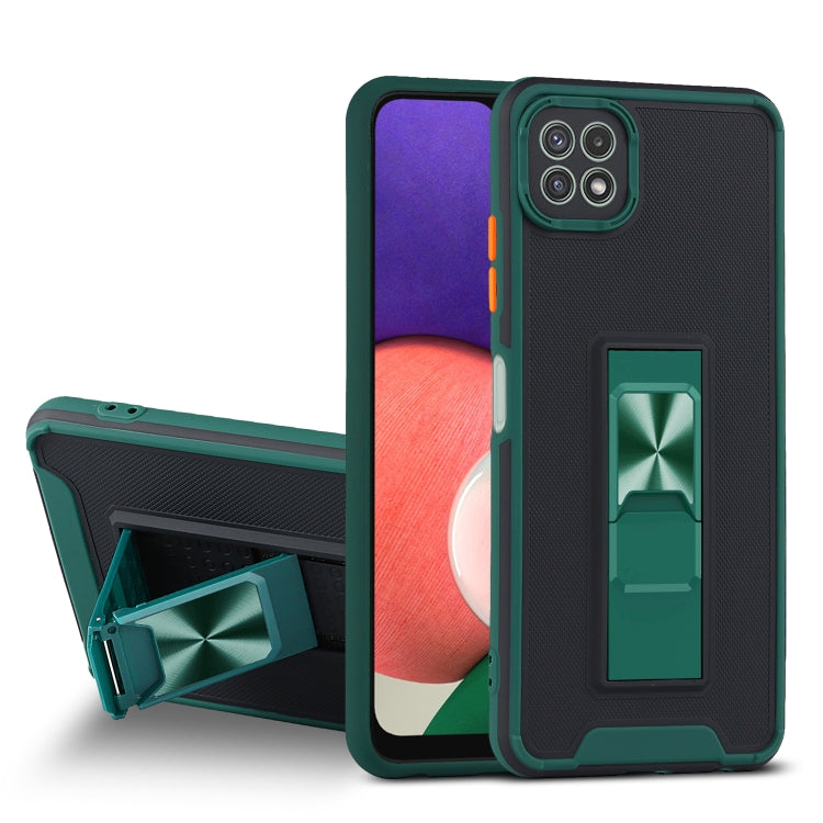 For Samsung Galaxy A22 5G Dual-color Skin Feel TPU + PC Magnetic Shockproof Case with Invisible Holder