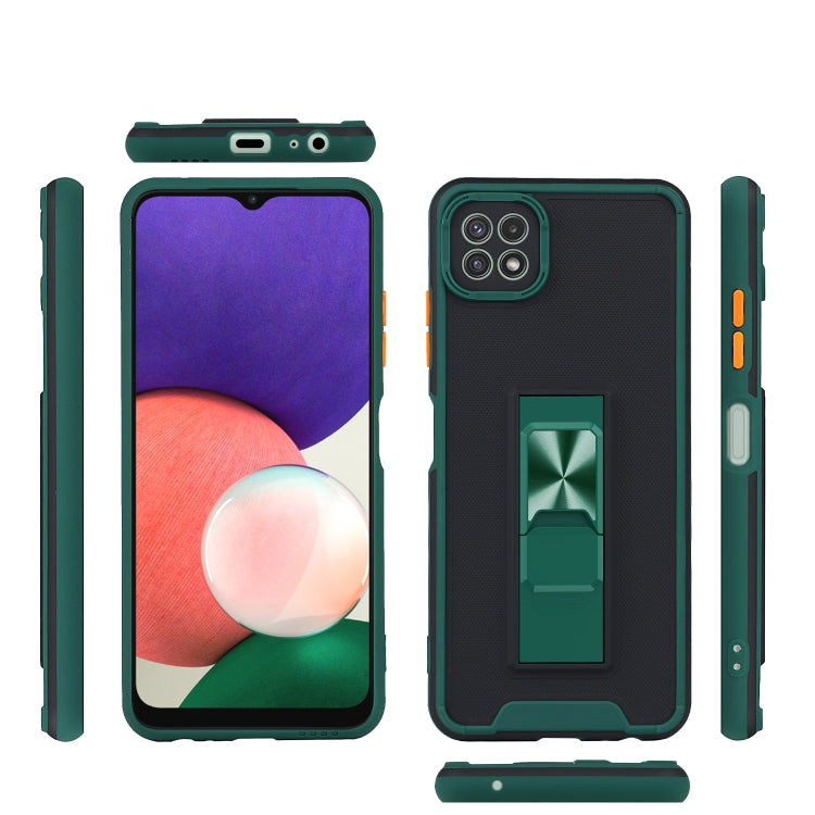For Samsung Galaxy A22 5G Dual-color Skin Feel TPU + PC Magnetic Shockproof Case with Invisible Holder