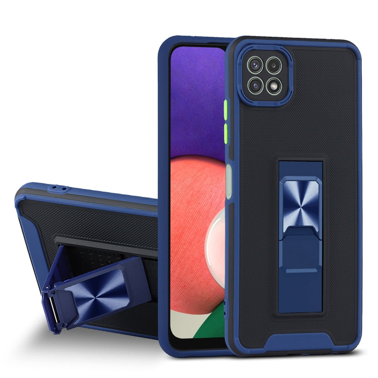 For Samsung Galaxy A22 5G Dual-color Skin Feel TPU + PC Magnetic Shockproof Case with Invisible Holder