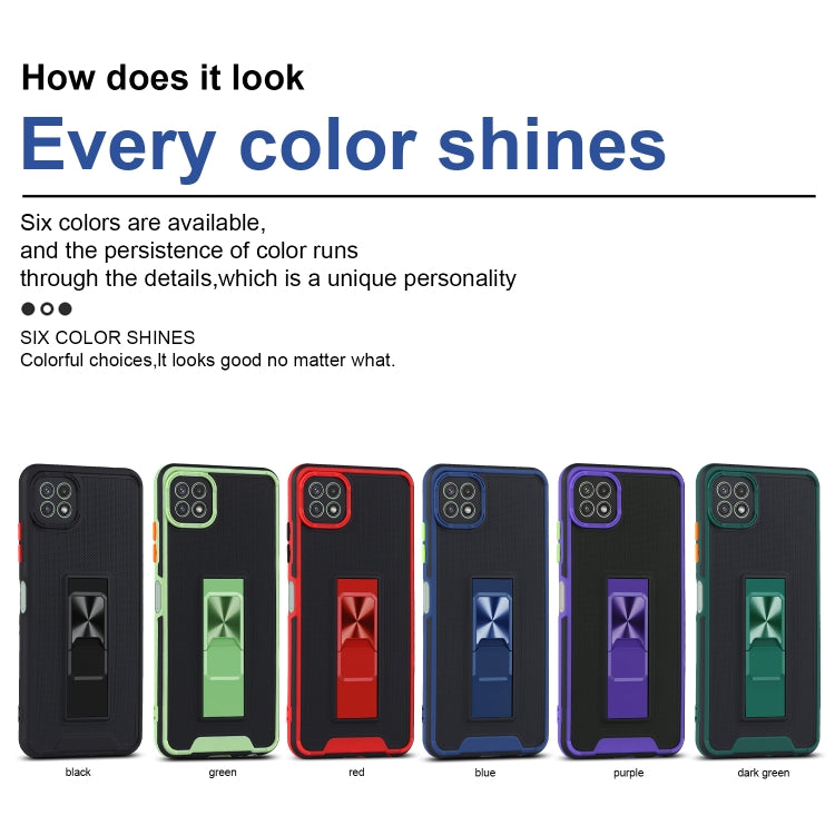 For Samsung Galaxy A22 5G Dual-color Skin Feel TPU + PC Magnetic Shockproof Case with Invisible Holder