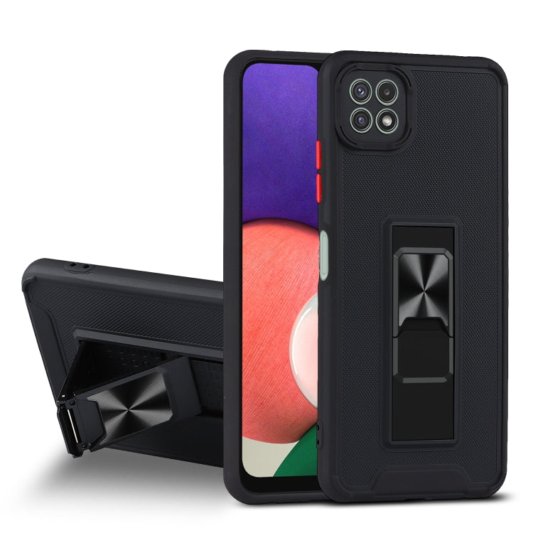 For Samsung Galaxy A22 5G Dual-color Skin Feel TPU + PC Magnetic Shockproof Case with Invisible Holder