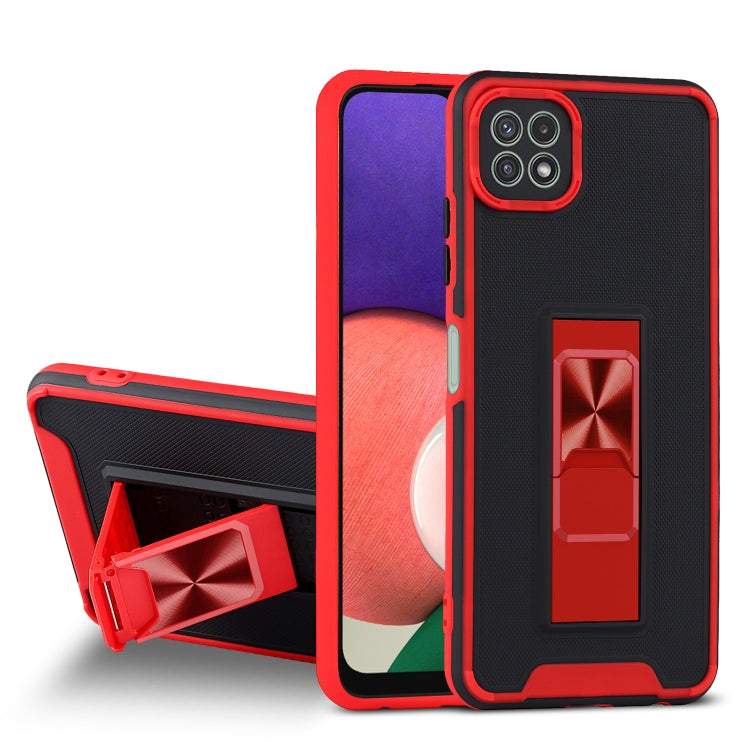 For Samsung Galaxy A22 5G Dual-color Skin Feel TPU + PC Magnetic Shockproof Case with Invisible Holder