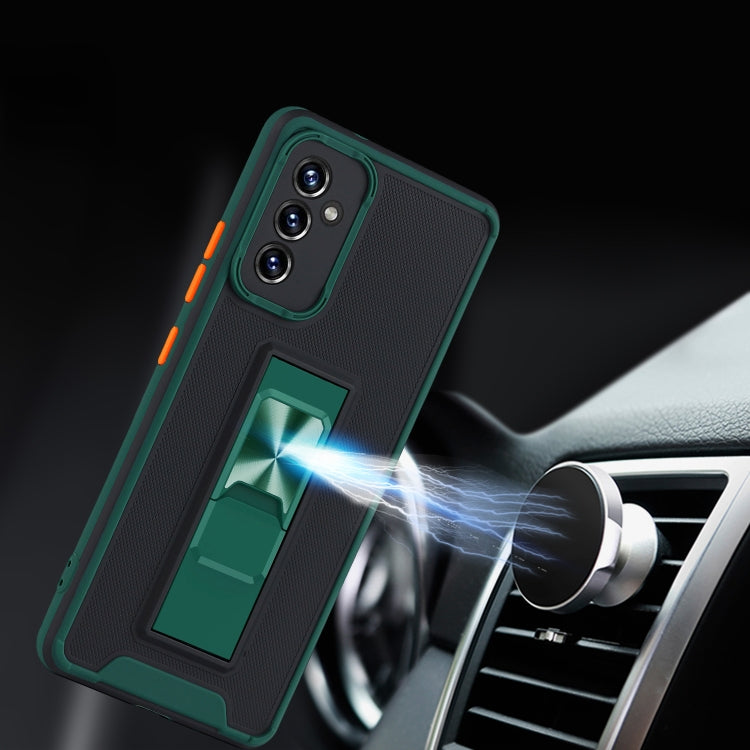For Samsung Galaxy A82 5G Dual-color Skin Feel TPU + PC Magnetic Shockproof Case with Invisible Holder
