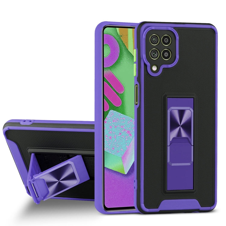 For Samsung Galaxy F62 Dual-color Skin Feel TPU + PC Magnetic Shockproof Case with Invisible Holder