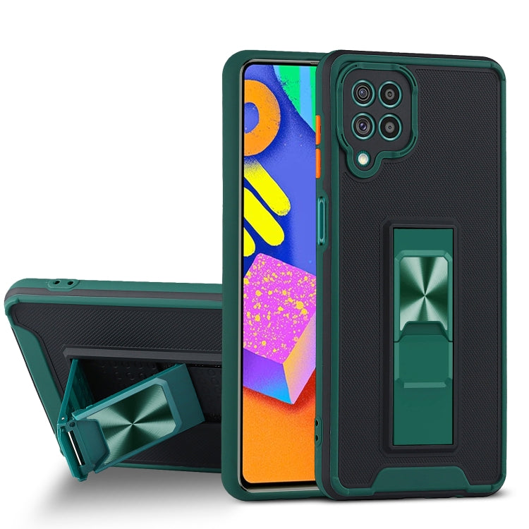 For Samsung Galaxy F62 Dual-color Skin Feel TPU + PC Magnetic Shockproof Case with Invisible Holder