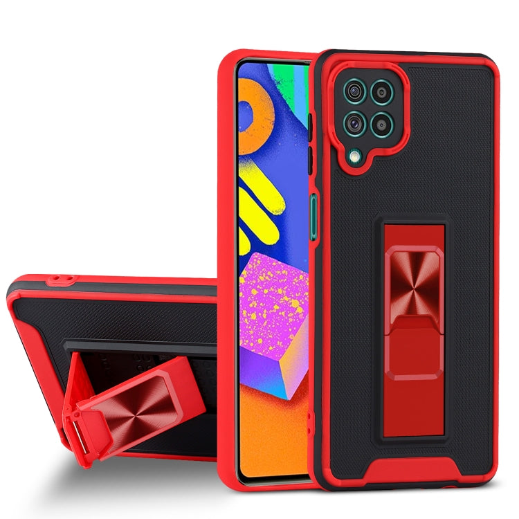 For Samsung Galaxy F62 Dual-color Skin Feel TPU + PC Magnetic Shockproof Case with Invisible Holder