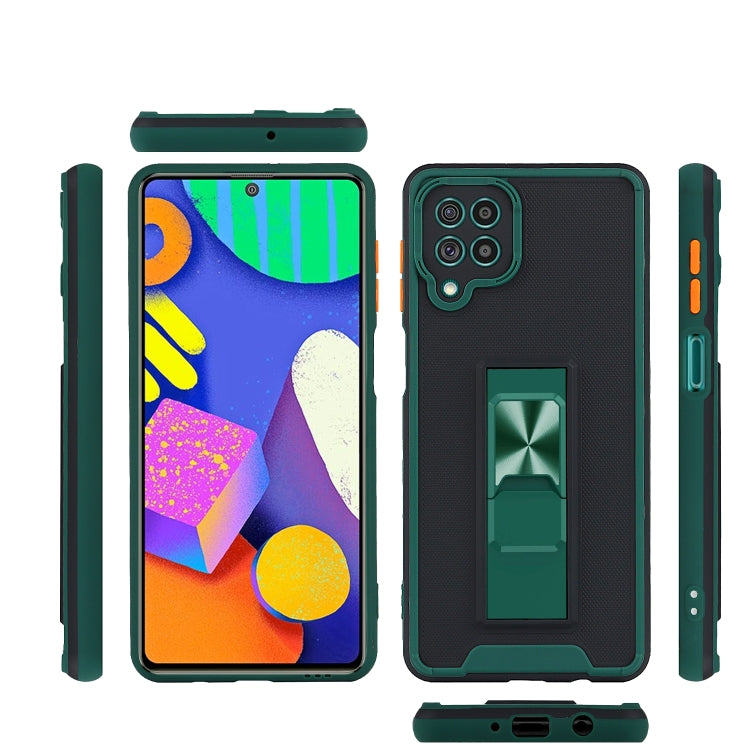 For Samsung Galaxy F62 Dual-color Skin Feel TPU + PC Magnetic Shockproof Case with Invisible Holder