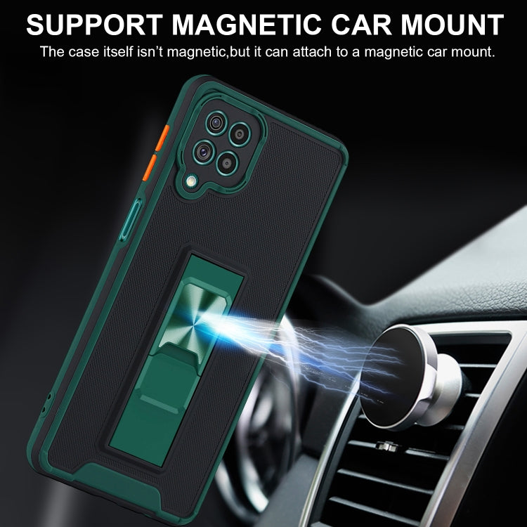 For Samsung Galaxy F62 Dual-color Skin Feel TPU + PC Magnetic Shockproof Case with Invisible Holder