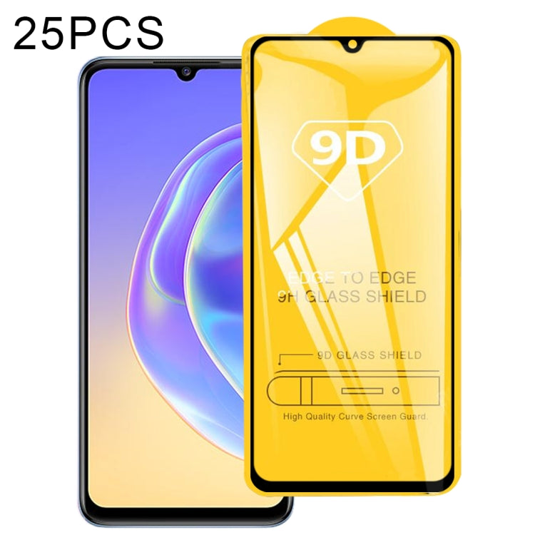 For vivo V21e / V21e 5G 25 PCS 9D Full Glue Full Screen Tempered Glass Film