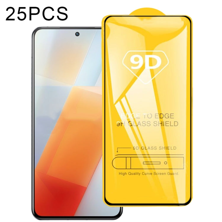 For vivo iQOO 8 25 PCS 9D Full Glue Full Screen Tempered Glass Film
