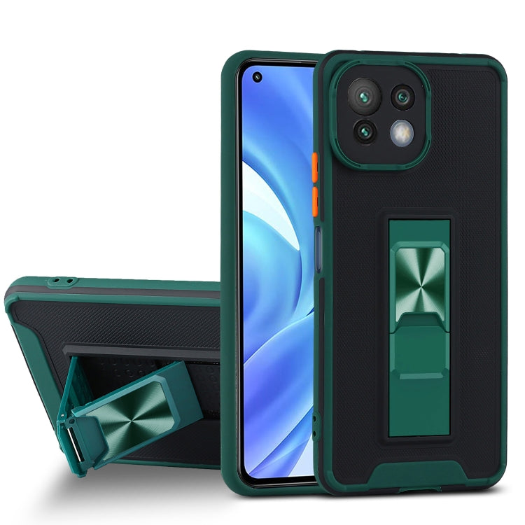For Xiaomi Mi 11 Lite Dual-color Skin Feel TPU + PC Magnetic Shockproof Case with Invisible Holder
