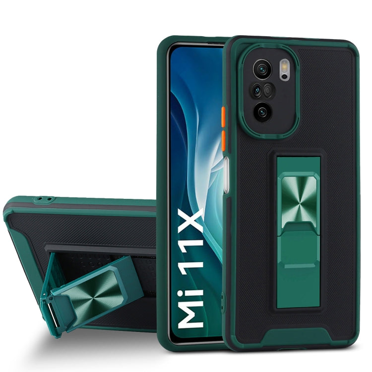 For Xiaomi Mi 11X Dual-color Skin Feel TPU + PC Magnetic Shockproof Case with Invisible Holder