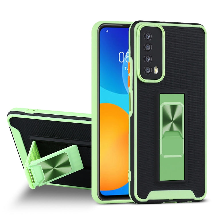 For Huawei P smart 2021 Dual-color Skin Feel TPU + PC Magnetic Shockproof Case with Invisible Holder