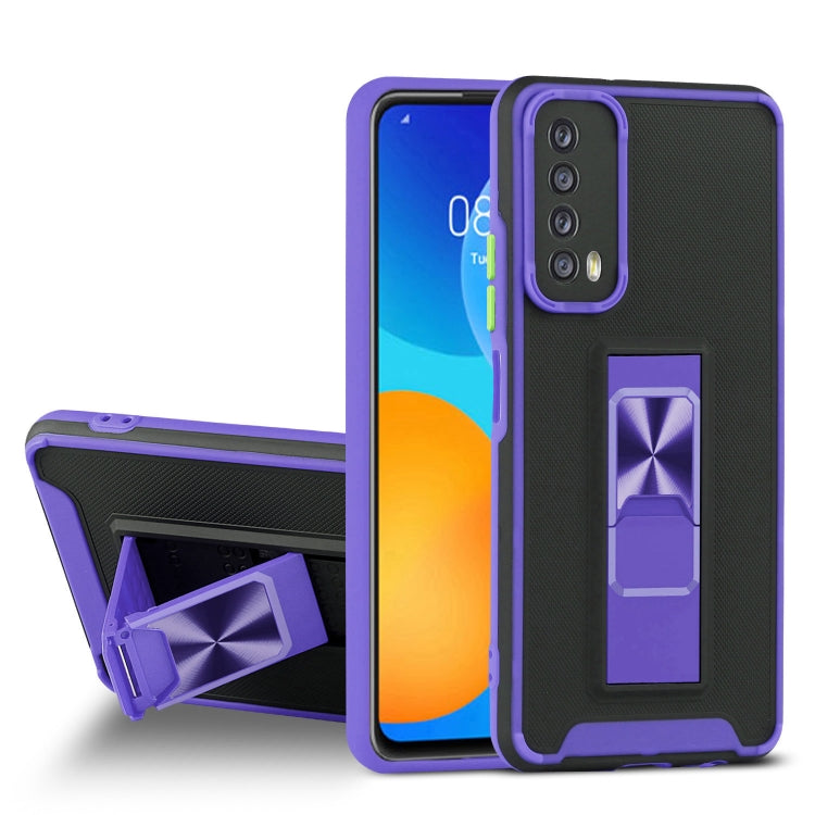 For Huawei P smart 2021 Dual-color Skin Feel TPU + PC Magnetic Shockproof Case with Invisible Holder