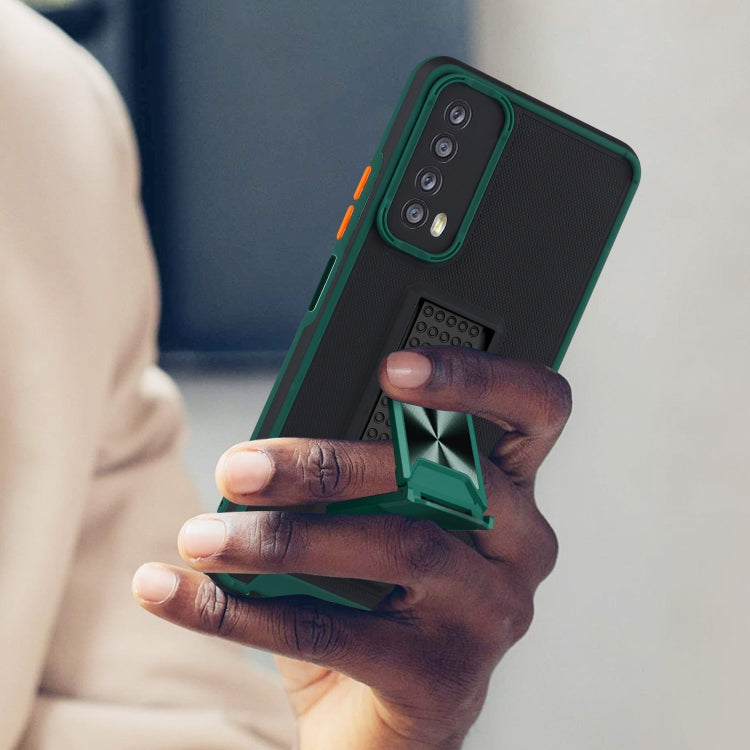 For Huawei P smart 2021 Dual-color Skin Feel TPU + PC Magnetic Shockproof Case with Invisible Holder
