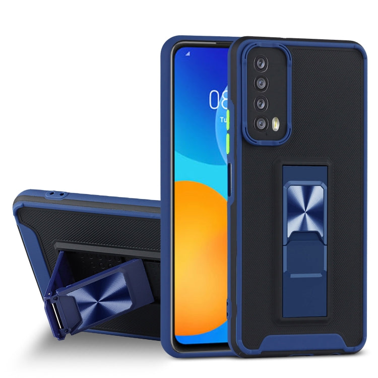 For Huawei P smart 2021 Dual-color Skin Feel TPU + PC Magnetic Shockproof Case with Invisible Holder