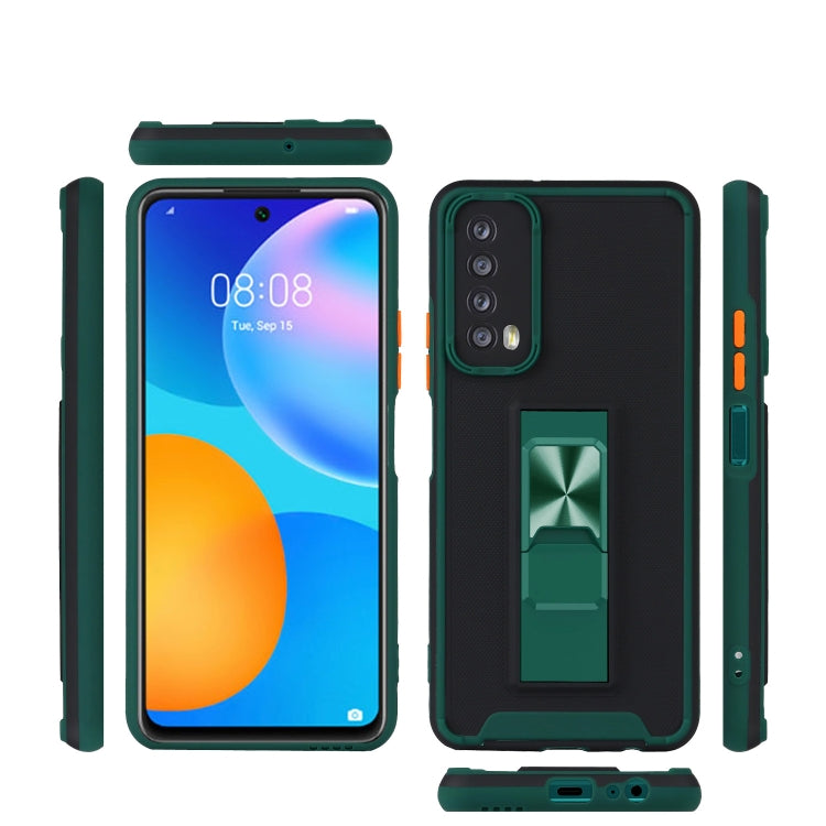 For Huawei P smart 2021 Dual-color Skin Feel TPU + PC Magnetic Shockproof Case with Invisible Holder