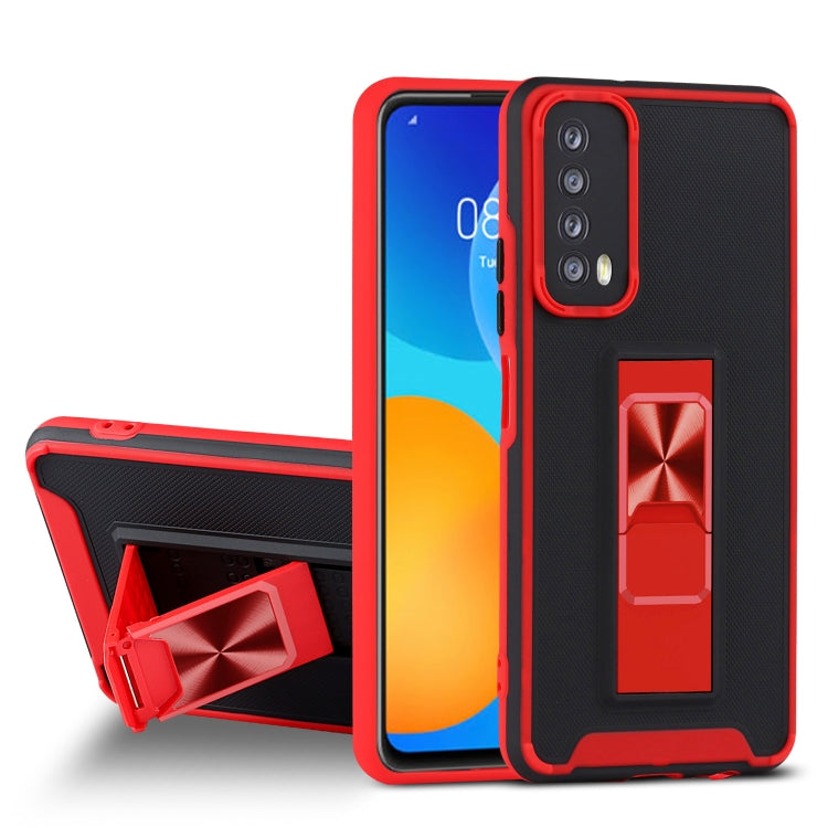 For Huawei P smart 2021 Dual-color Skin Feel TPU + PC Magnetic Shockproof Case with Invisible Holder