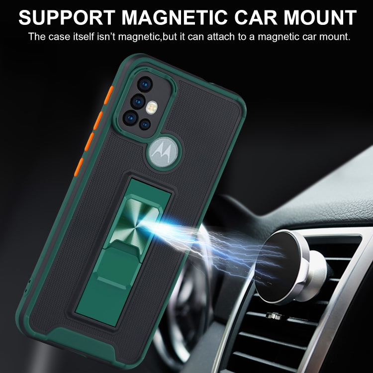 For Motorola Moto G20 Dual-color Skin Feel TPU + PC Magnetic Shockproof Case with Invisible Holder