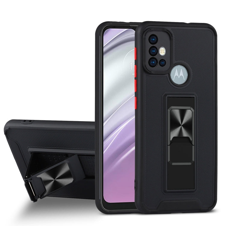 For Motorola Moto G20 Dual-color Skin Feel TPU + PC Magnetic Shockproof Case with Invisible Holder