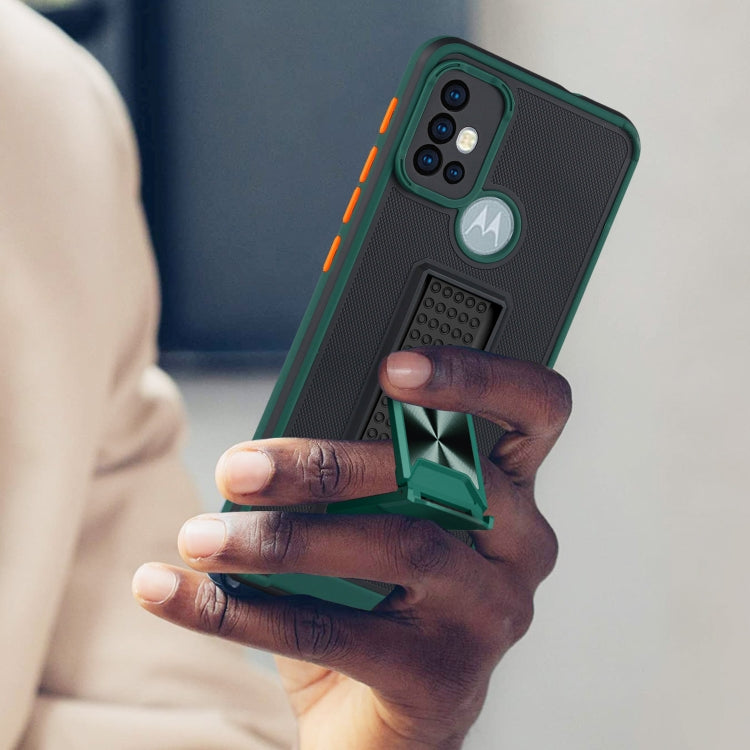 For Motorola Moto G20 Dual-color Skin Feel TPU + PC Magnetic Shockproof Case with Invisible Holder
