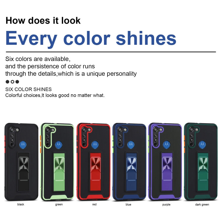 For Motorola Moto G8 Dual-color Skin Feel TPU + PC Magnetic Shockproof Case with Invisible Holder
