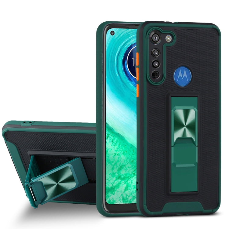 For Motorola Moto G8 Dual-color Skin Feel TPU + PC Magnetic Shockproof Case with Invisible Holder