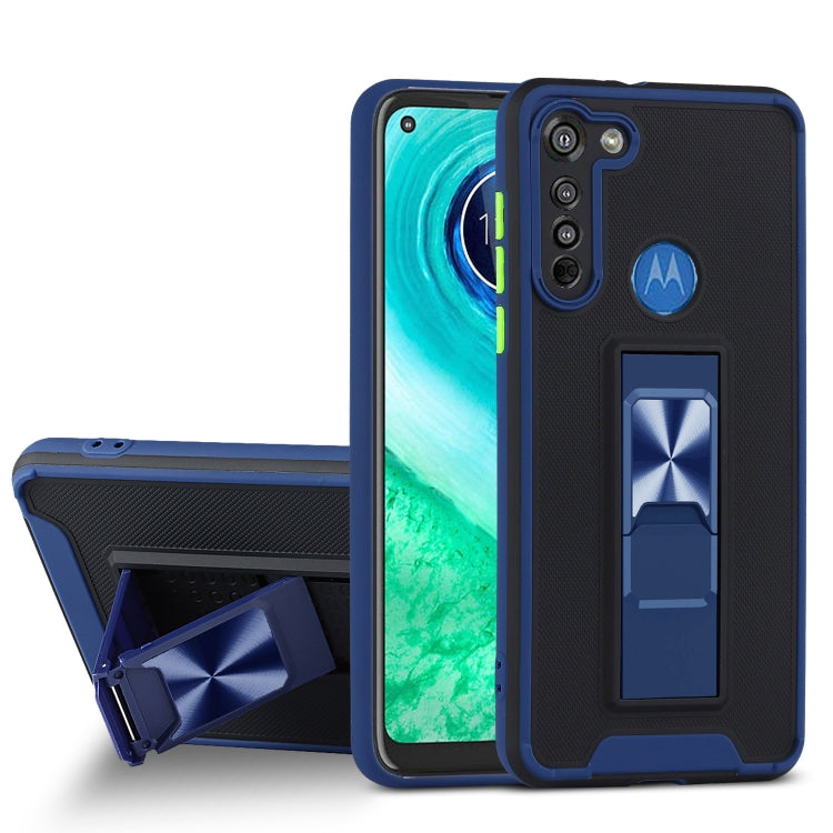 For Motorola Moto G8 Dual-color Skin Feel TPU + PC Magnetic Shockproof Case with Invisible Holder