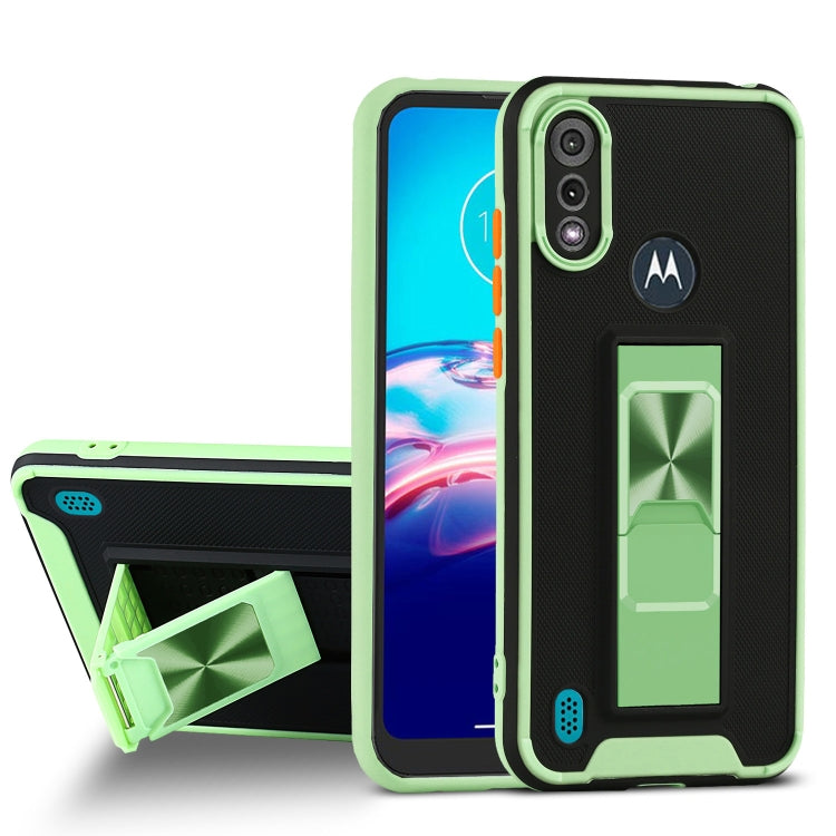 For Motorola Moto E6s (2020) Dual-color Skin Feel TPU + PC Magnetic Shockproof Case with Invisible Holder