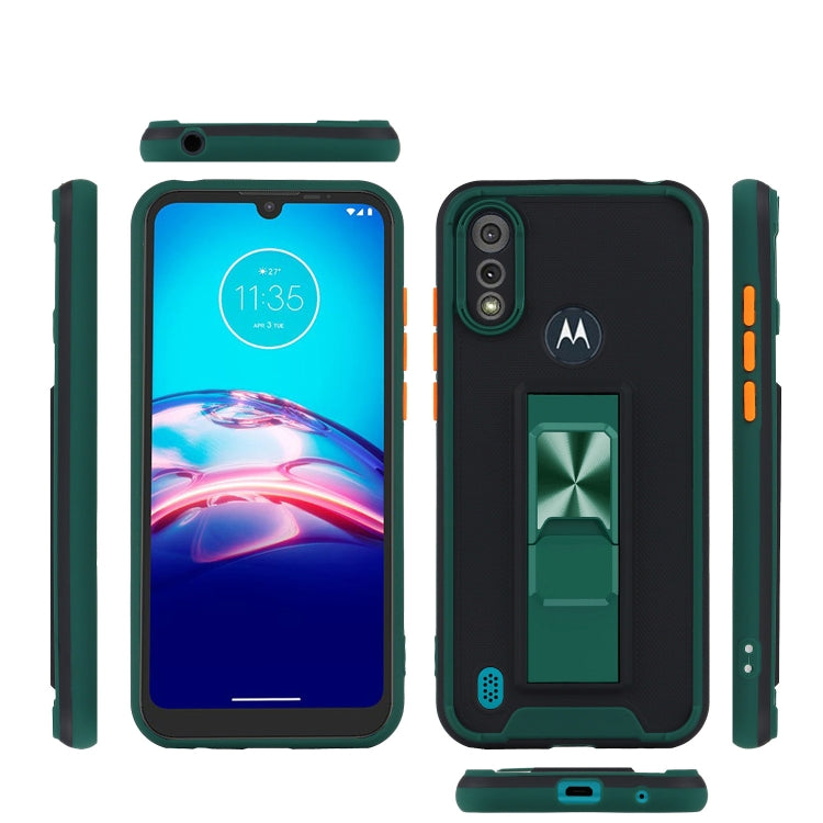 For Motorola Moto E6s (2020) Dual-color Skin Feel TPU + PC Magnetic Shockproof Case with Invisible Holder