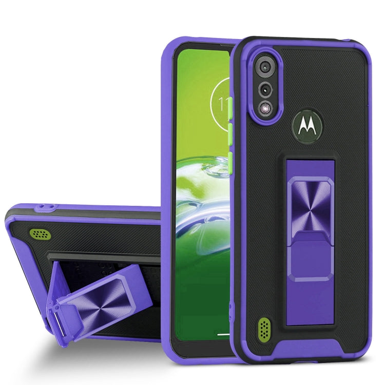 For Motorola Moto E6s (2020) Dual-color Skin Feel TPU + PC Magnetic Shockproof Case with Invisible Holder