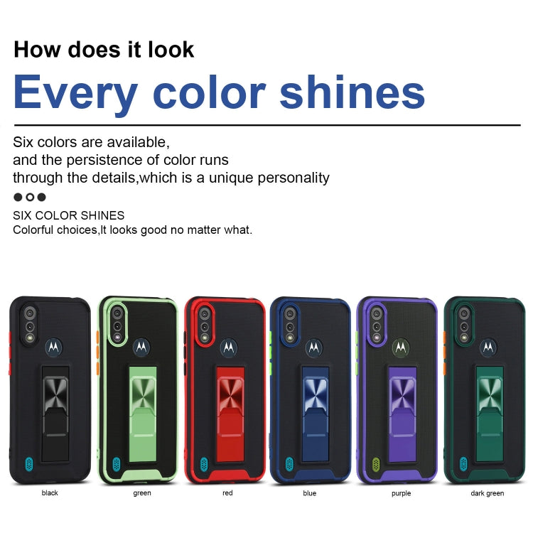 For Motorola Moto E6s (2020) Dual-color Skin Feel TPU + PC Magnetic Shockproof Case with Invisible Holder