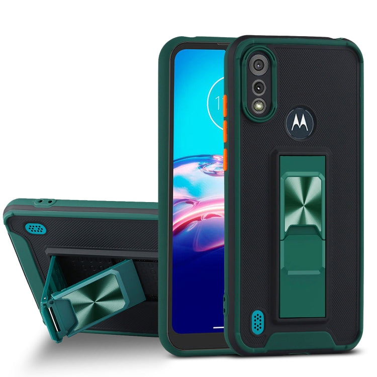 For Motorola Moto E6s (2020) Dual-color Skin Feel TPU + PC Magnetic Shockproof Case with Invisible Holder