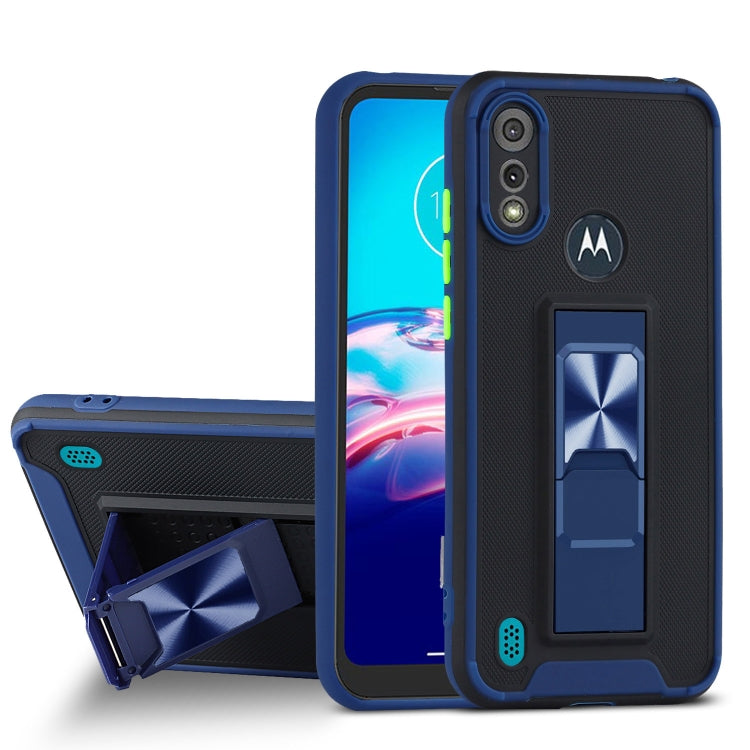 For Motorola Moto E6s (2020) Dual-color Skin Feel TPU + PC Magnetic Shockproof Case with Invisible Holder