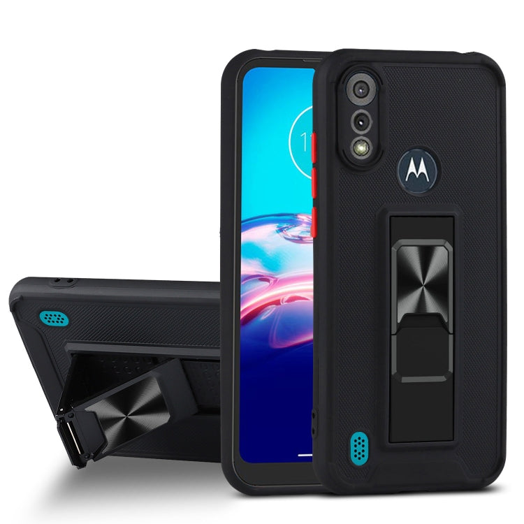 For Motorola Moto E6s (2020) Dual-color Skin Feel TPU + PC Magnetic Shockproof Case with Invisible Holder