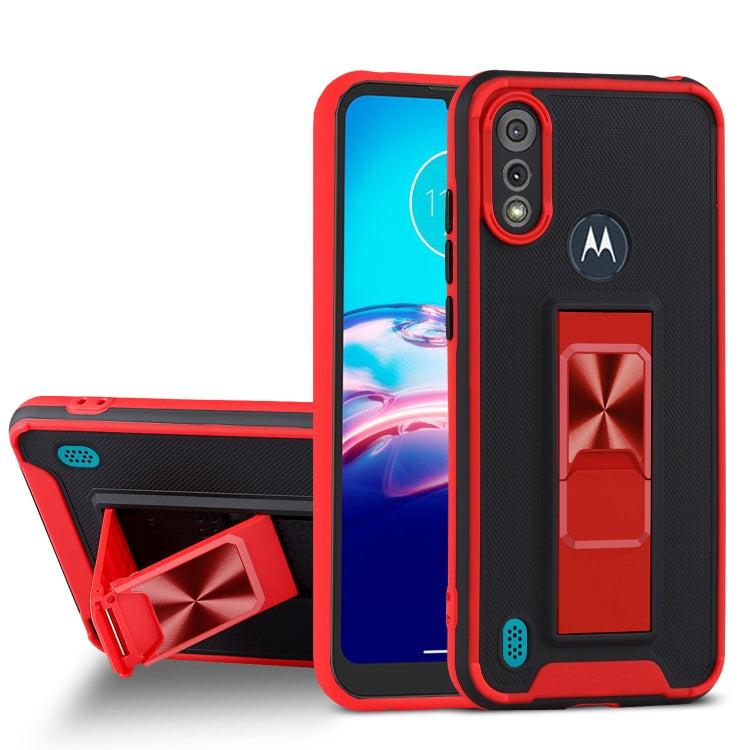 For Motorola Moto E6s (2020) Dual-color Skin Feel TPU + PC Magnetic Shockproof Case with Invisible Holder