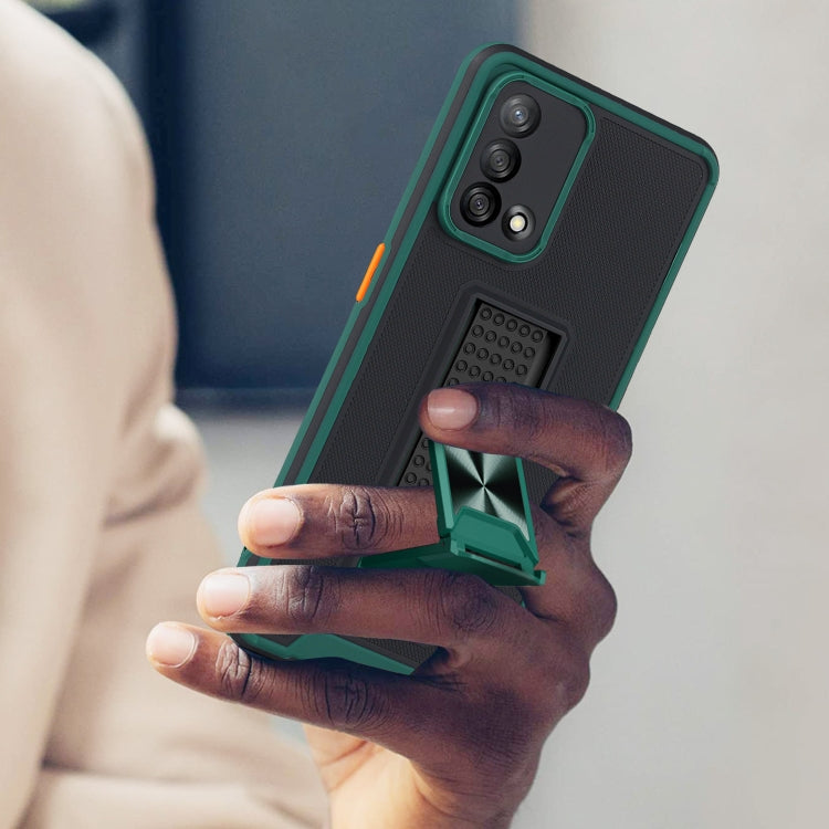 For OPPO A74 4G Dual-color Skin Feel TPU + PC Magnetic Shockproof Case with Invisible Holder